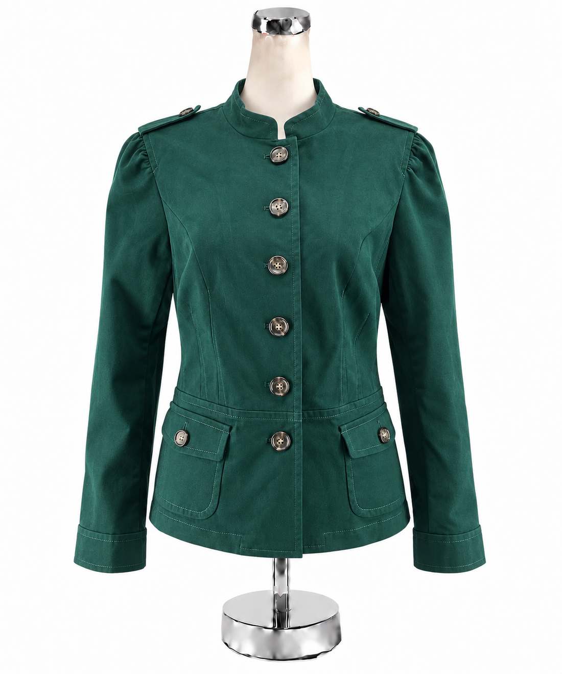 Talbots The Kate Fit Military Jacket Hunter Green Stretch Cotton NWT Size 12