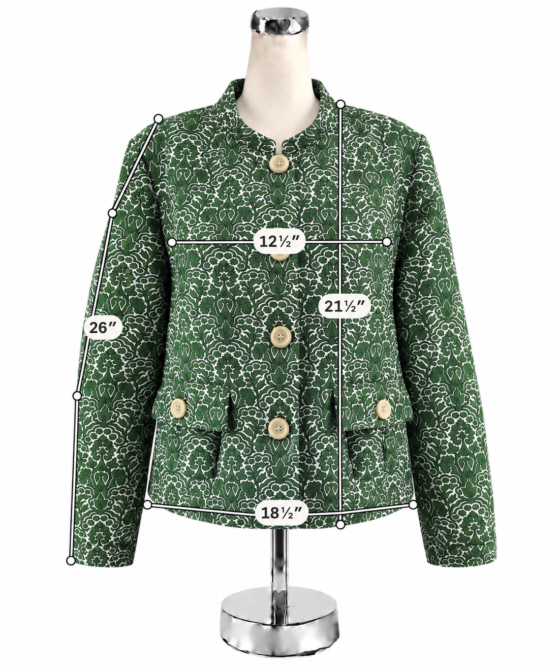 Talbots Floral Damask Jacquard Jacket Green &amp;amp; White NWT | Size XL