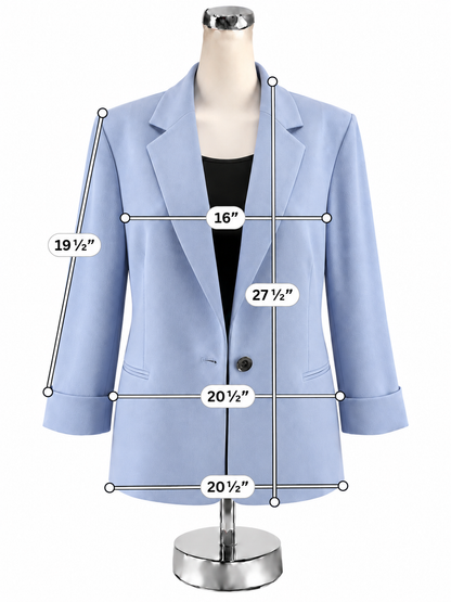 Kasper Baby Blue Single Button Stretch Career Blazer Jacket Size 14