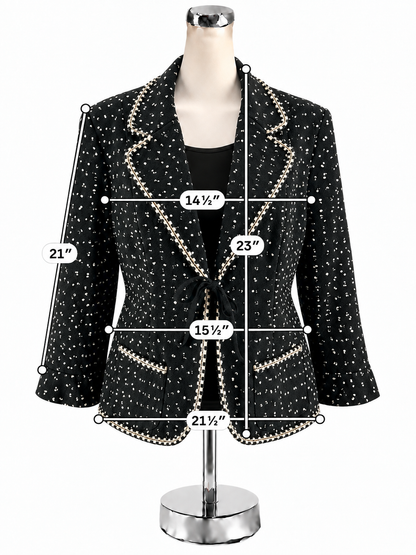 Talbots Polka Dot Tie-Front Blazer Black Ivory Size 12