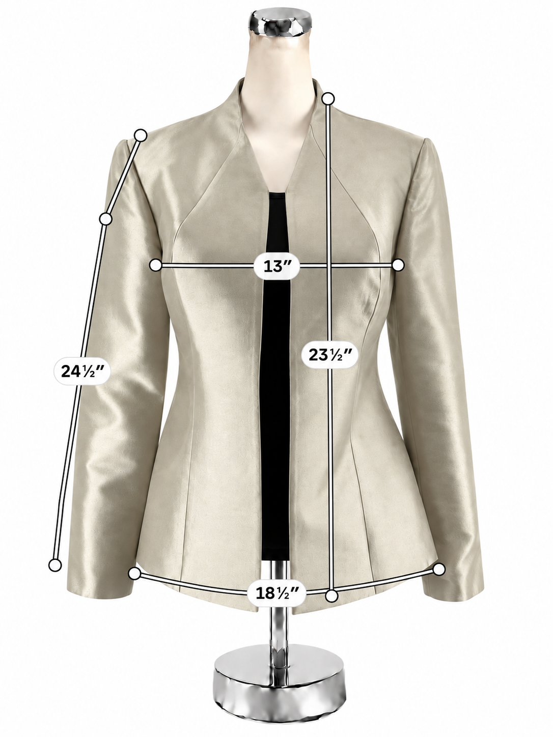 Reba Wool Silk Blend Collarless Open Front Blazer Jacket Champagne Size 6