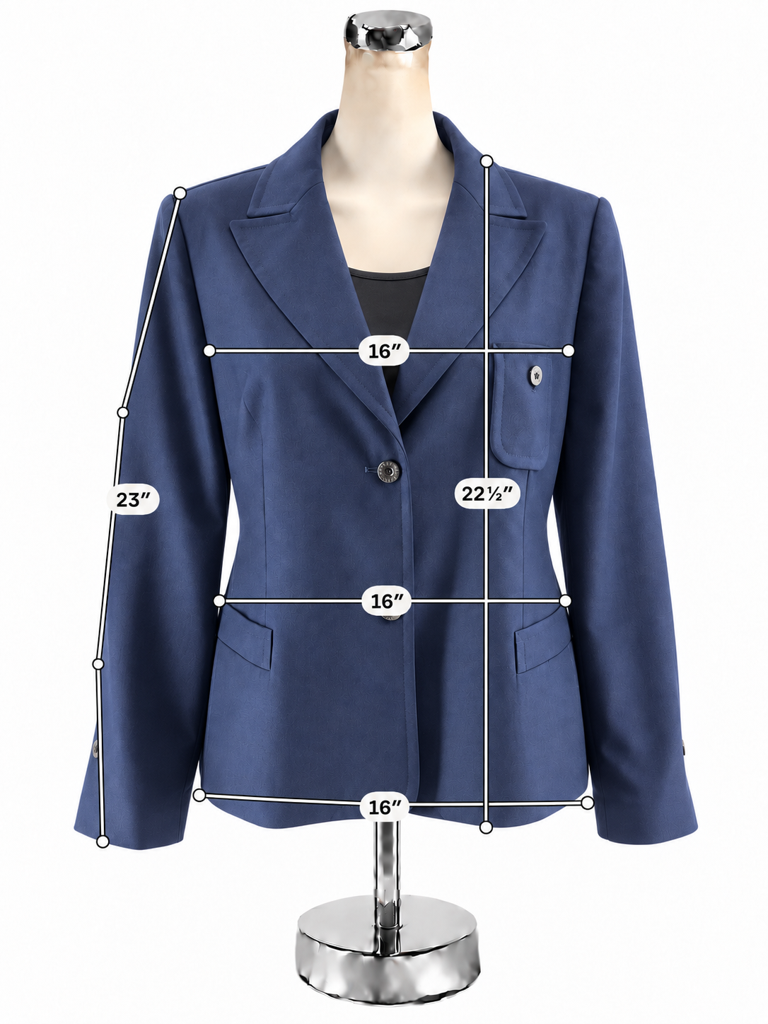 Louis Feraud Vintage Navy Blue Single Breasted Blazer Jacket Size 14
