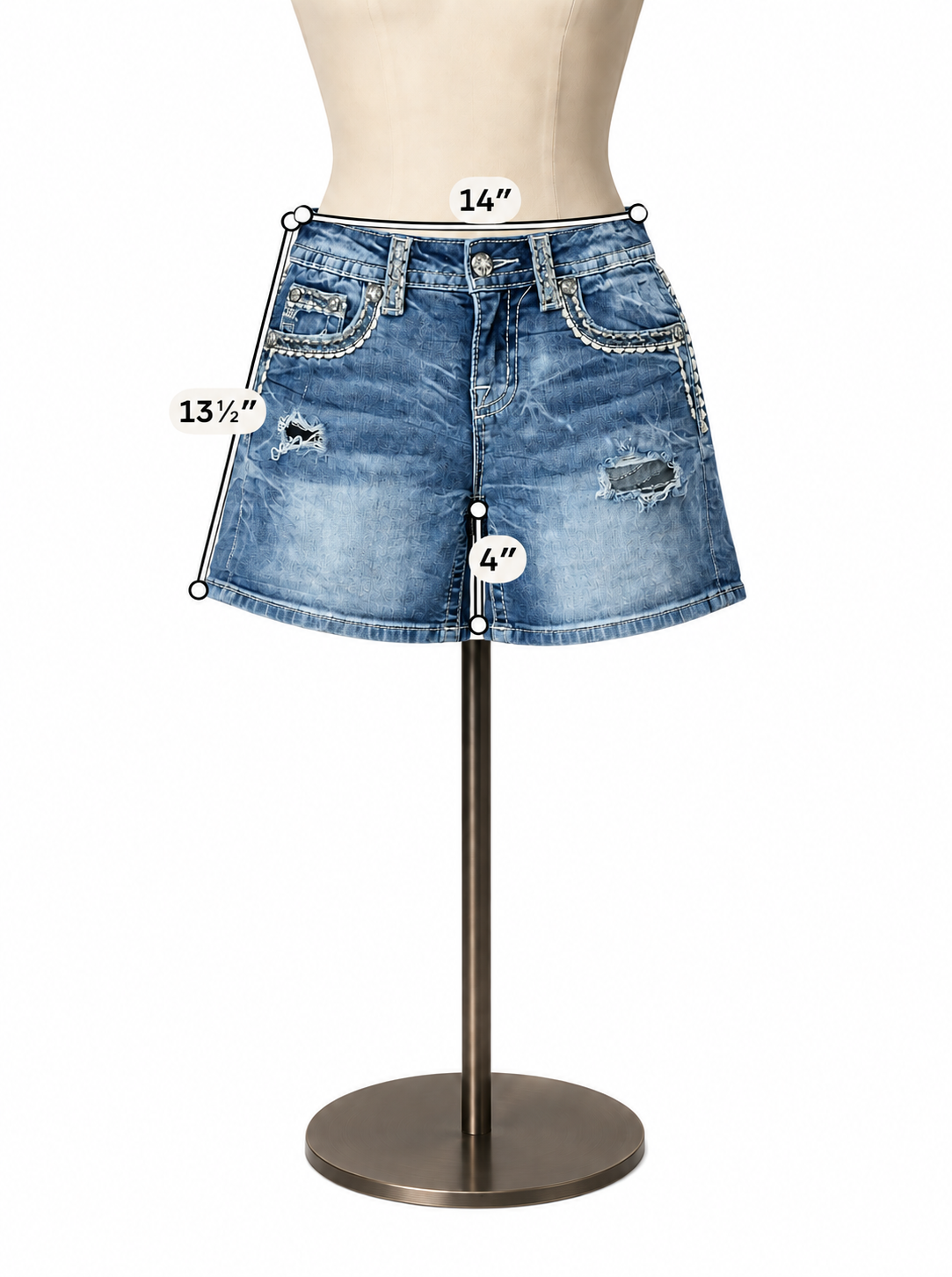 Miss Me Signature Studded &amp; Distressed Cutoff Denim Shorts Size 27 - ONLINE ONLY