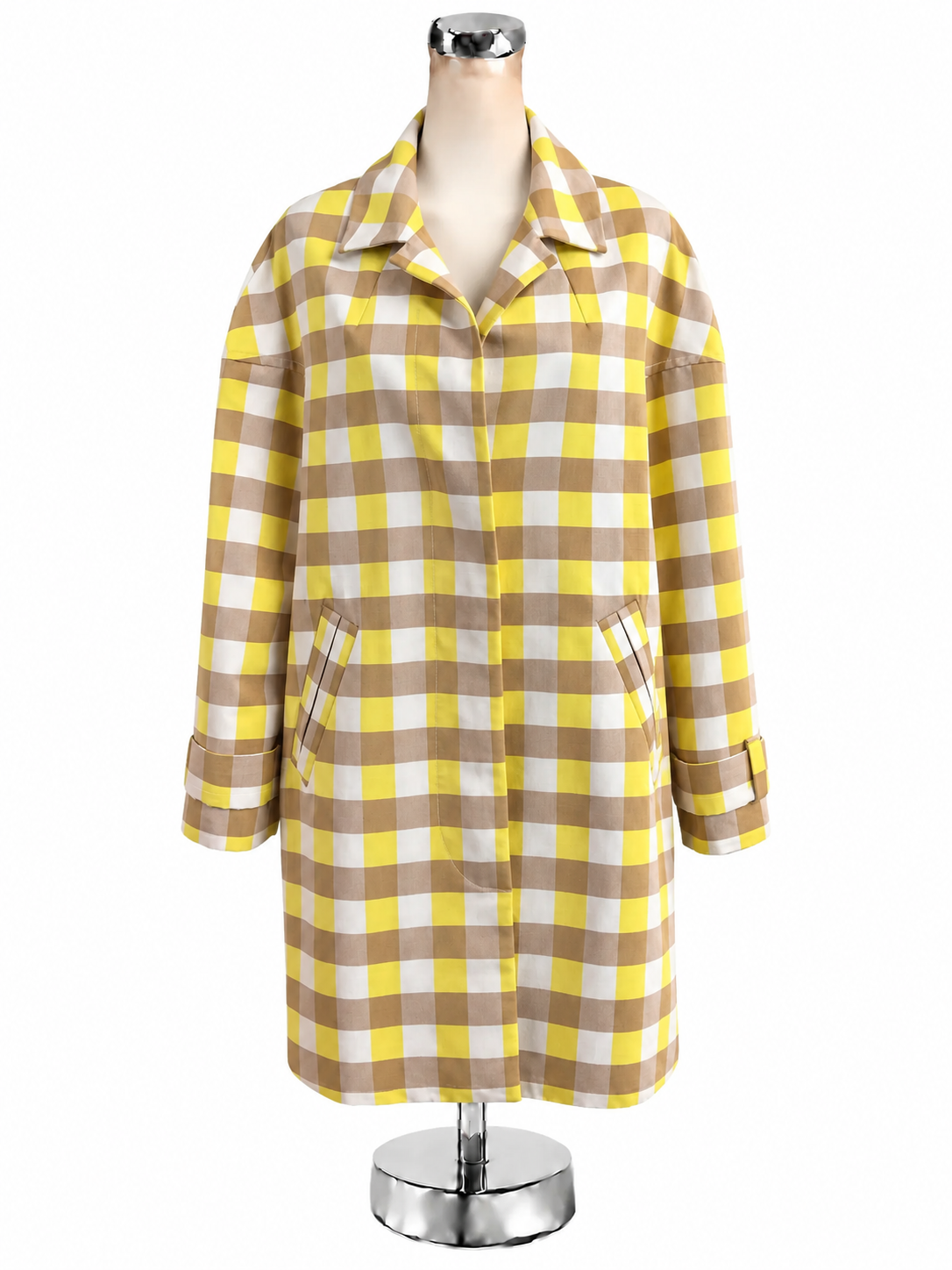 Maeve by Anthropologie gi Apartments Gingham Trench Coat Jacket Size Small