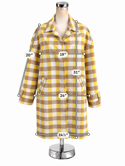 Maeve by Anthropologie gi Apartments Gingham Trench Coat Jacket Size Small
