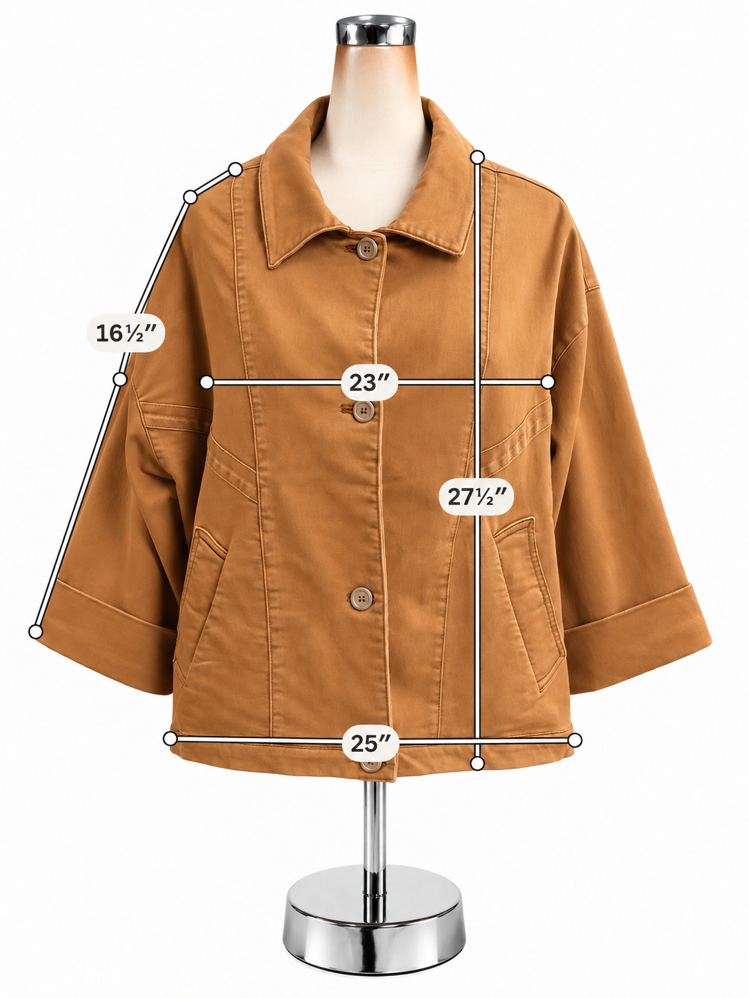 Pilcro and the Letterpress Anthropologie Camel Tan Utility Jacket 3/4 Sleeve Size Large