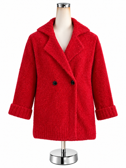 Ann Taylor Boucle Double Breasted Sweater Coatigan Red Size Medium