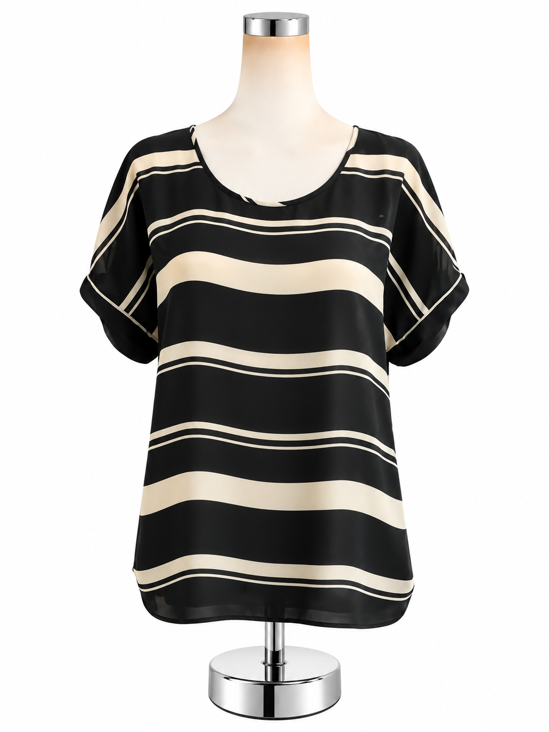 Banana Republic Breton Stripe Short Sleeve Top Black Cream Size Medium - ONLINE ONLY