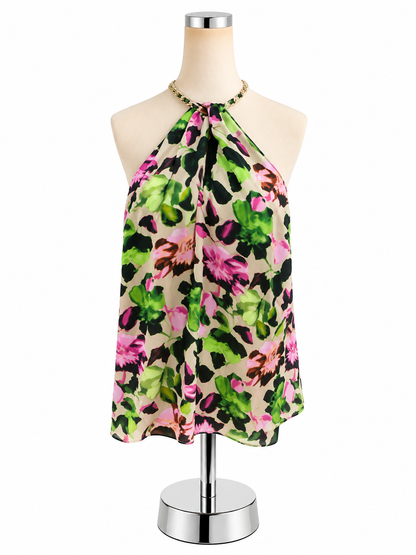 INC International Concepts Floral Chain Halter Top Size Large - ONLINE ONLY