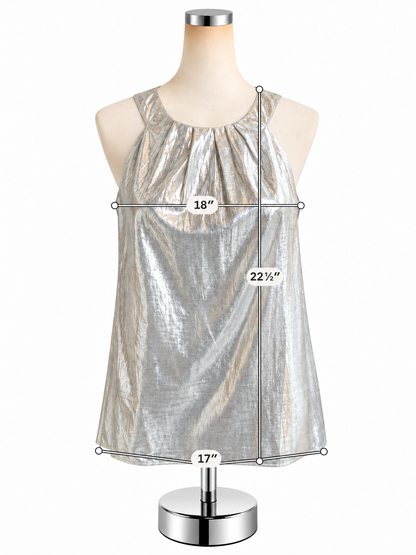 Talbots Metallic Halter Neck Shell Top Silver Size 6 - ONLINE ONLY