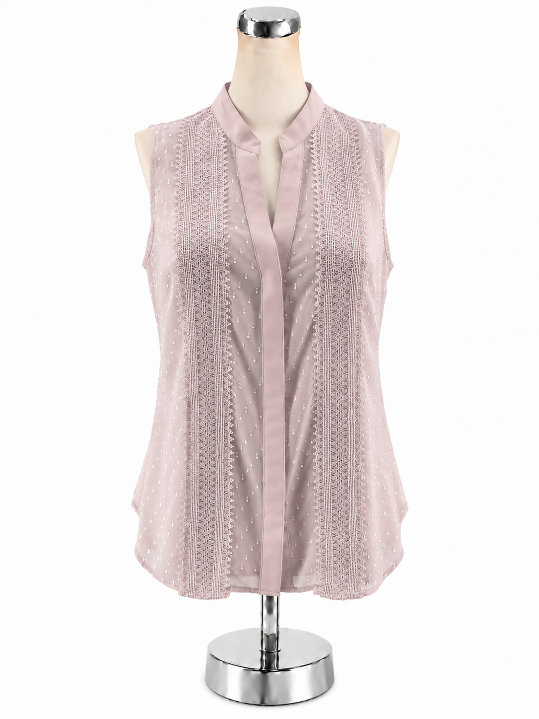 White House Black Market Lavender Swiss Dot Lace Trim Blouse Top Size 6 - ONLINE ONLY