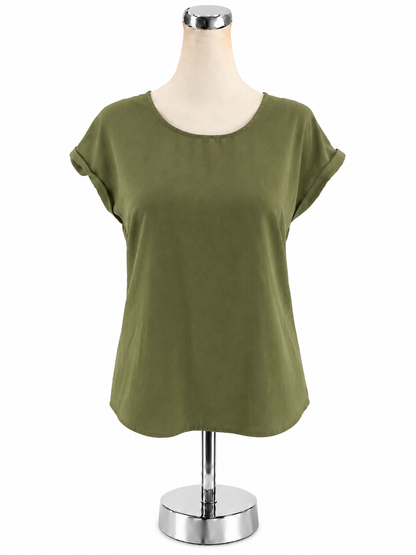 Olive + Oak Olive Green Crepe Cap Sleeve Blouse Top Size Small - ONLINE ONLY