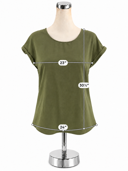 Olive + Oak Olive Green Crepe Cap Sleeve Blouse Top Size Small - ONLINE ONLY
