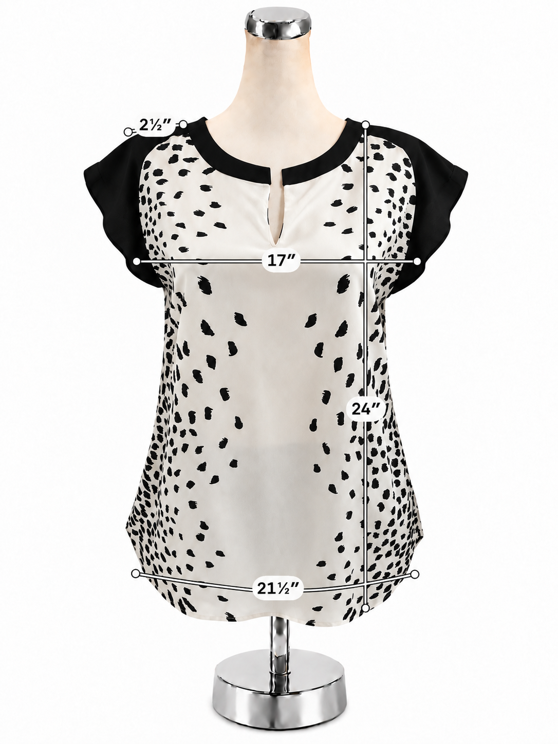 New York &amp;amp; Company Spotted Print Cap Sleeve Blouse Top | Size Small - ONLINE ONLY