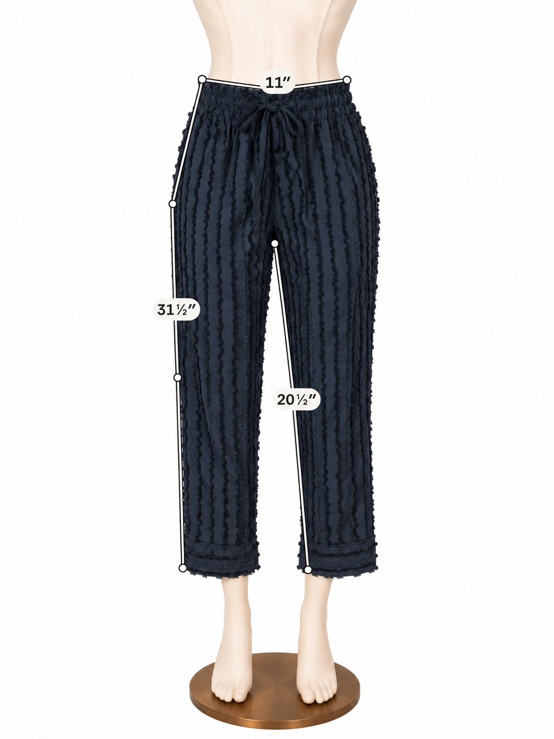 BURU Black Frayed Stripe Smocked Waist Cropped Pants Size XS - ONLINE ONLY