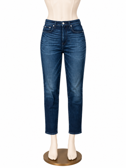Rag &amp; Bone / Jean High Rise Skinny Ankle Raw Hem Jeans Dark Wash Size 28 - ONLINE ONLY