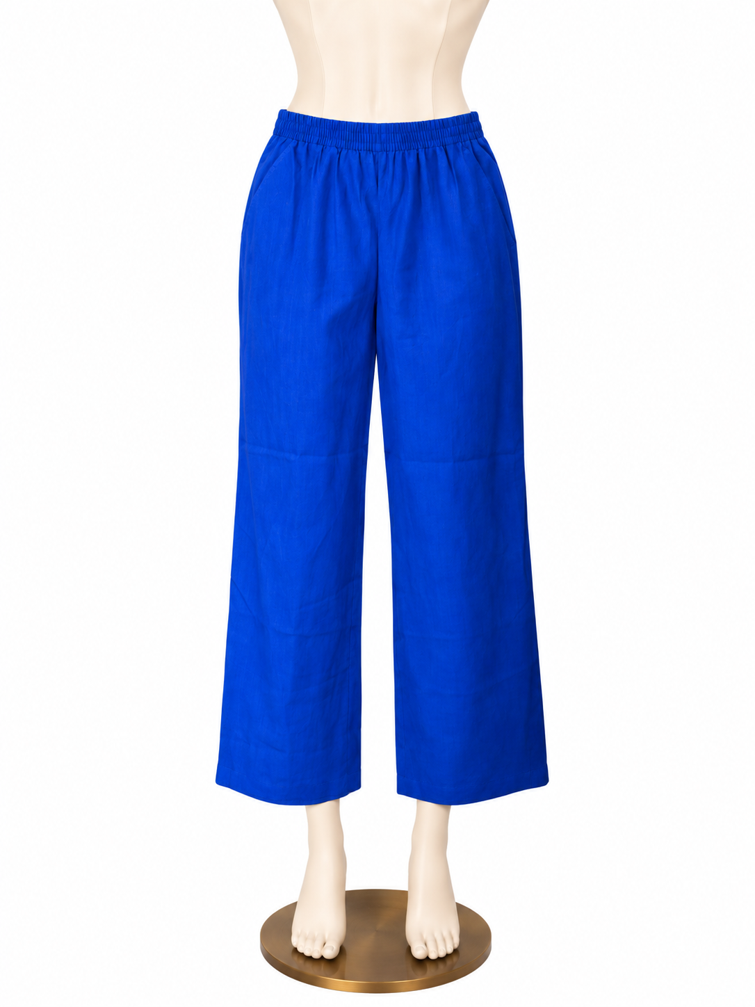 LOFT Linen Wide Leg Crop Pants Pull-On Cobalt Blue NWT - ONLINE ONLY