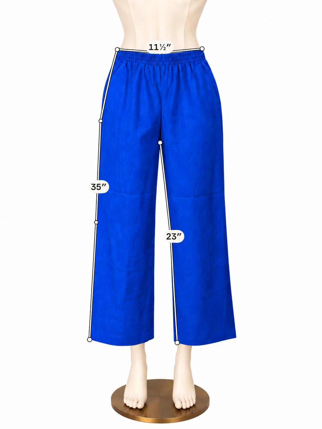 LOFT Linen Wide Leg Crop Pants Pull-On Cobalt Blue NWT - ONLINE ONLY