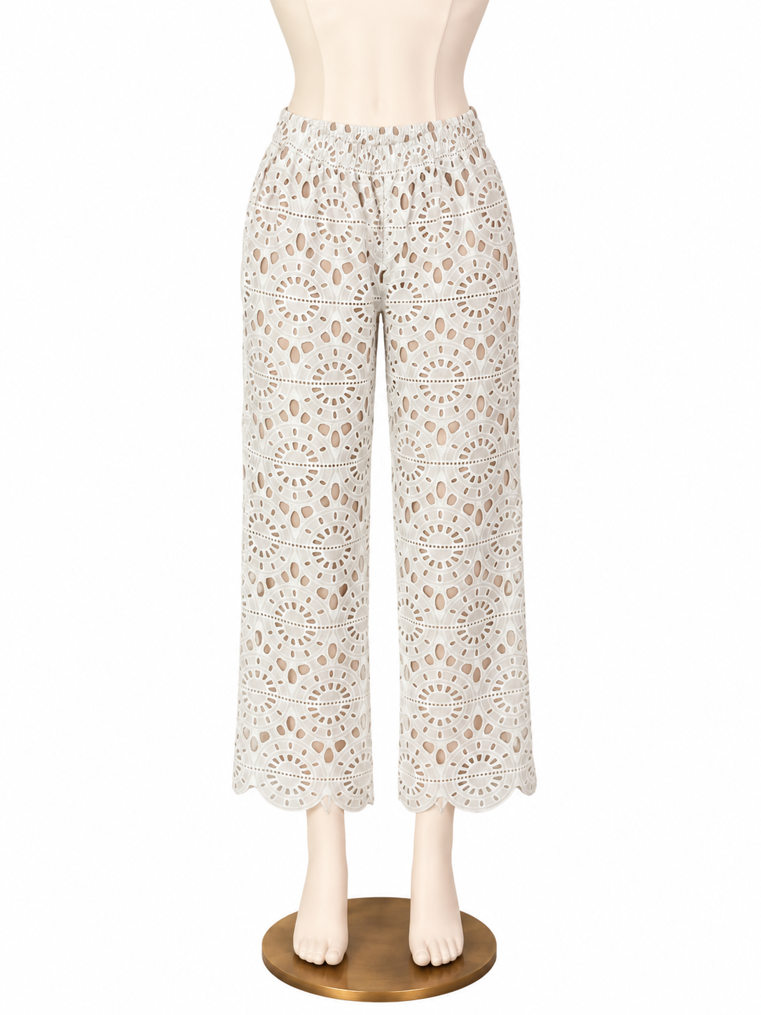 Red Carter Katia Cream Crochet Wide-Leg Crop Pants | Size Small - ONLINE ONLY