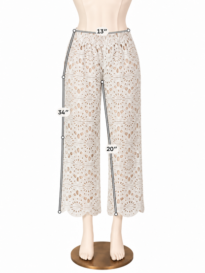 Red Carter Katia Cream Crochet Wide-Leg Crop Pants | Size Small - ONLINE ONLY
