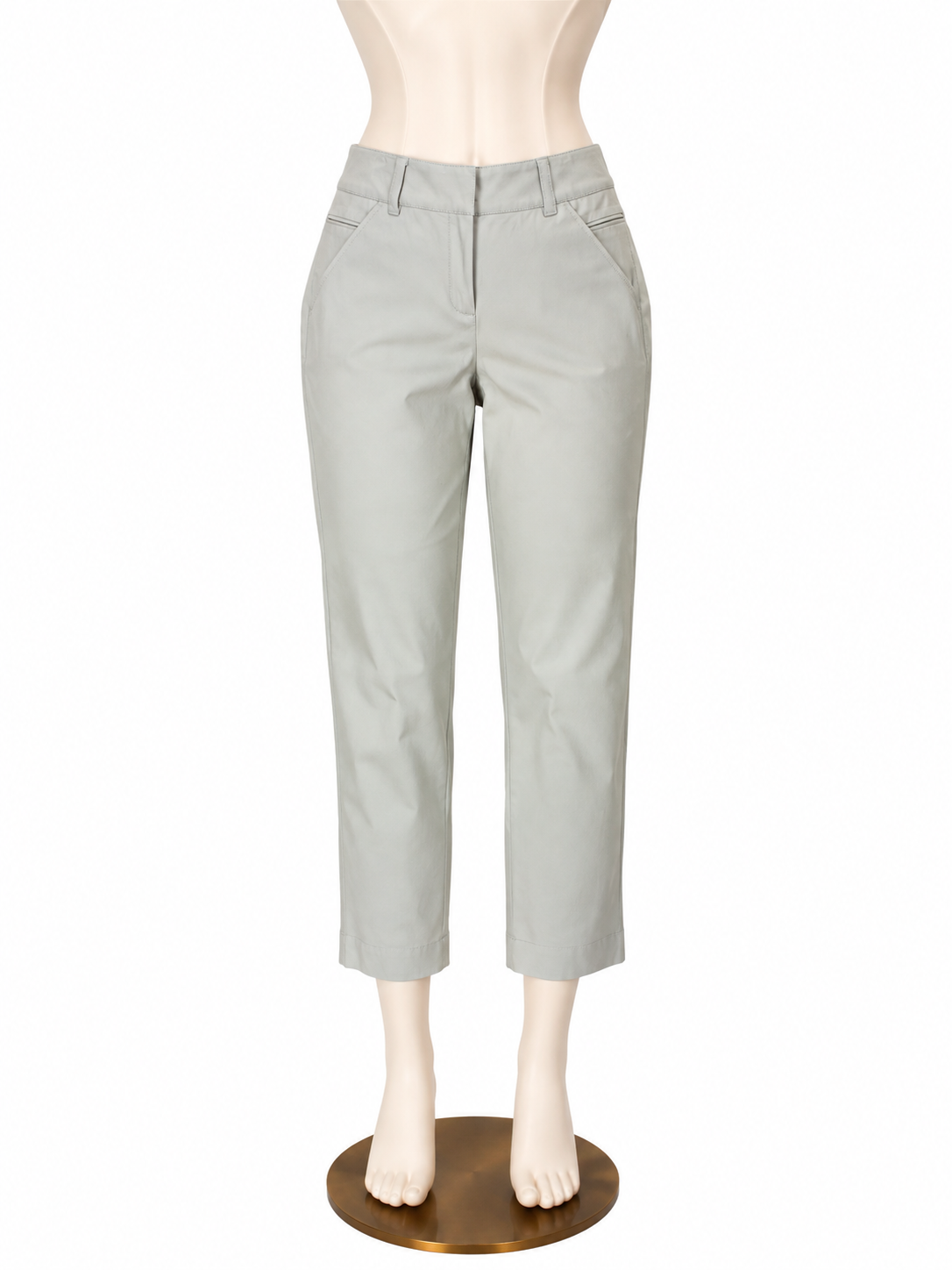 Eileen Fisher Organic Cotton Stretch Straight Leg Ankle Pants Gray Small - ONLINE ONLY