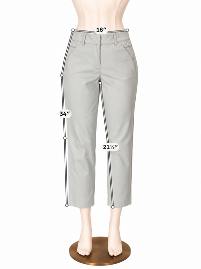 Eileen Fisher Organic Cotton Stretch Straight Leg Ankle Pants Gray Small - ONLINE ONLY
