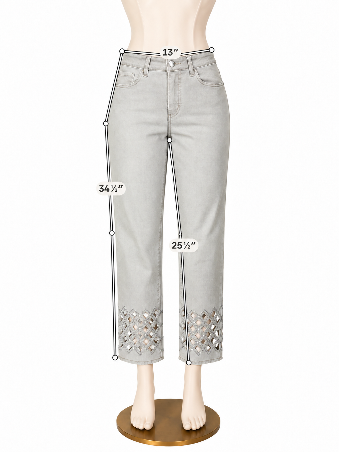Joseph Ribkoff Rhinestone Embellished Raw Hem Cropped Jeans Size 6 - ONLINE ONLY