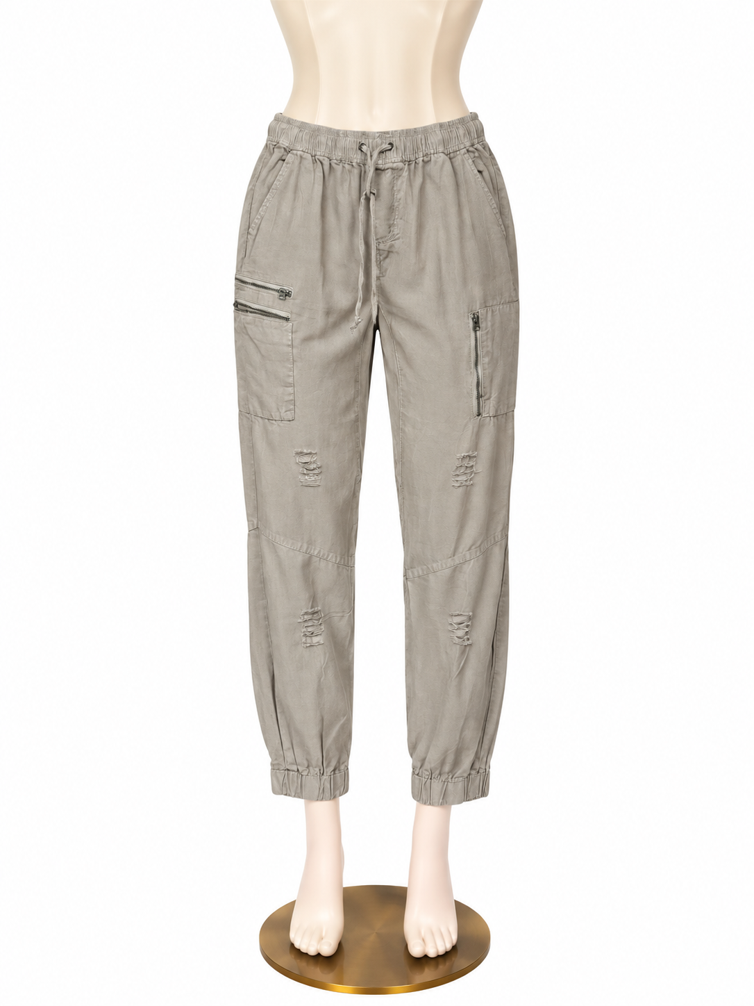Whispering Smith Womens 100% Tencel Cargo Jogger Pants Tan Size Medium - ONLINE ONLY
