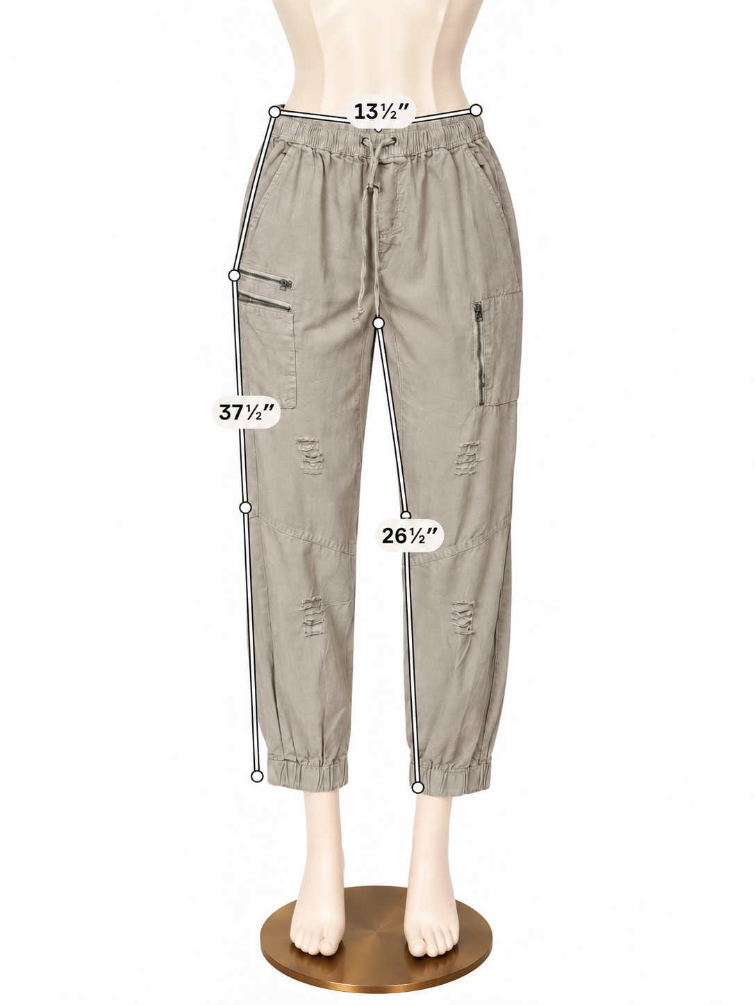 Whispering Smith Womens 100% Tencel Cargo Jogger Pants Tan Size Medium - ONLINE ONLY