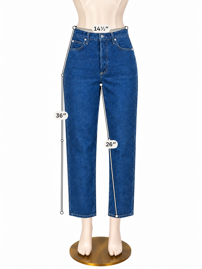 Amo Loverboy High Rise Straight Leg Crop Jeans Indie Blue Size 28 - ONLINE ONLY