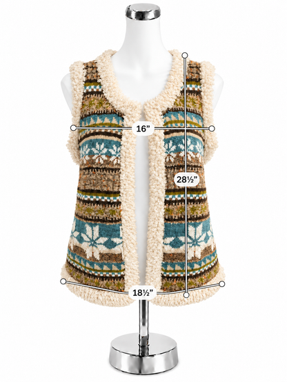 Curio Vintage Fair Isle Fringe Knit Sweater Vest | Size XL | Boho Artsy