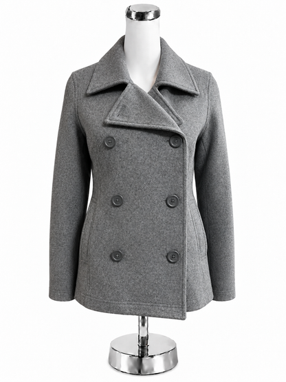 American Eagle Outfitters Gray Wool Blend Double Breasted Pea Coat | Size Small