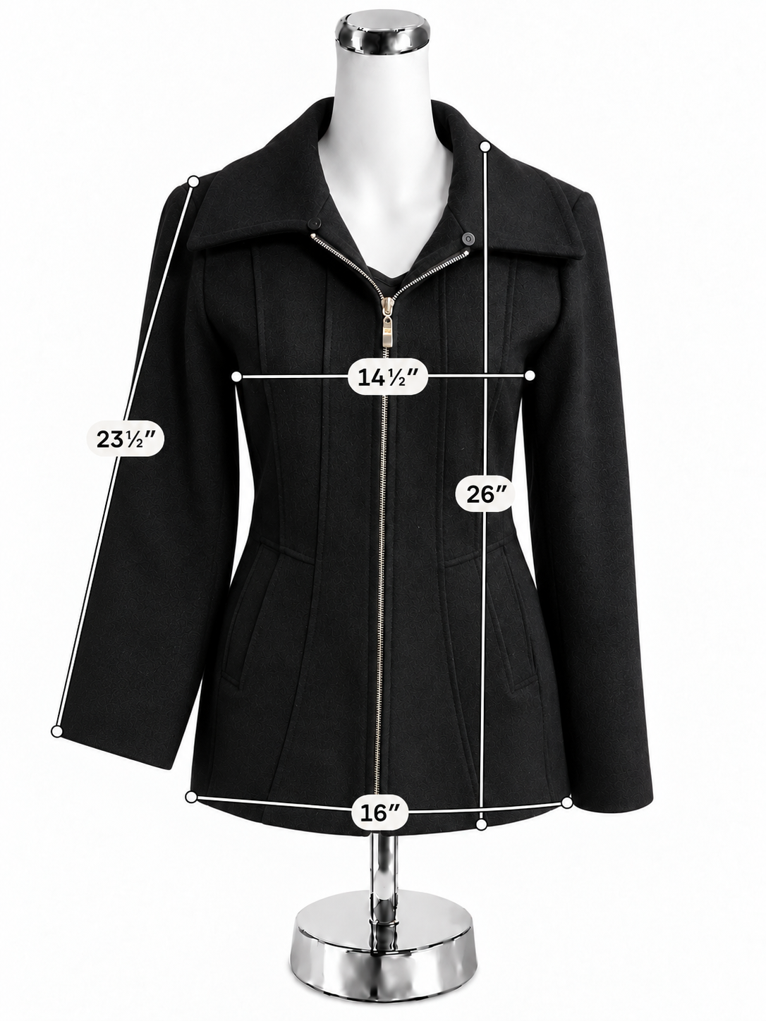White House Black Market Faux Fur Collar Belted Wool Coat Black Size Small