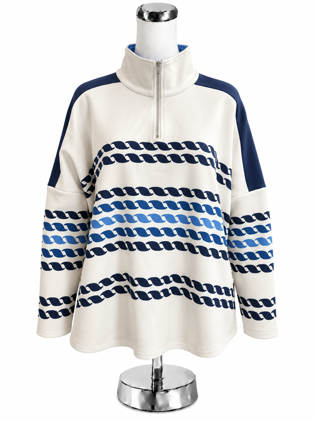 Tuckernuck Hyannis Half-Zip Pullover Navy Rope Stripe Top Size M/L