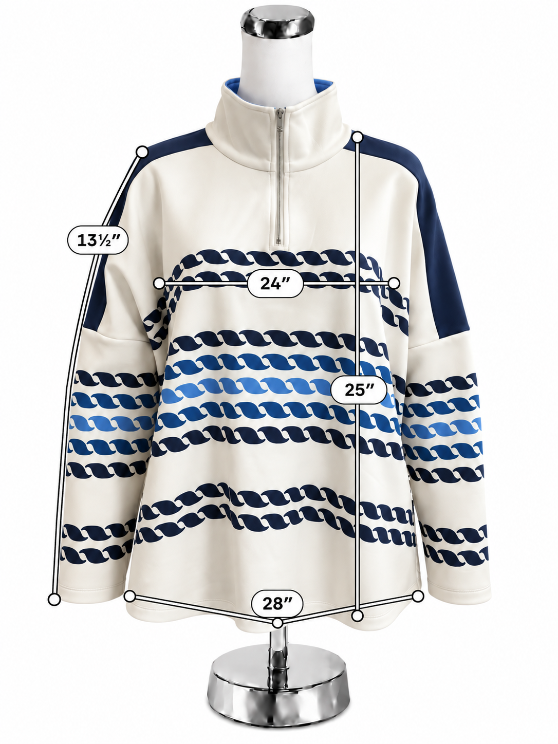 Tuckernuck Hyannis Half-Zip Pullover Navy Rope Stripe Top Size M/L