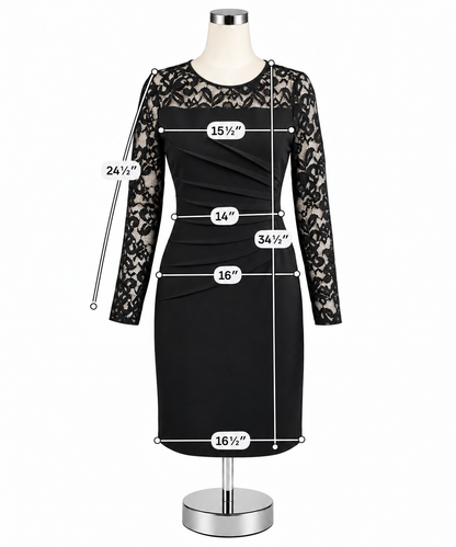 Ivanka Trump Lace Yoke Ruched Sheath Dress Black Size 4 - ONLINE ONLY