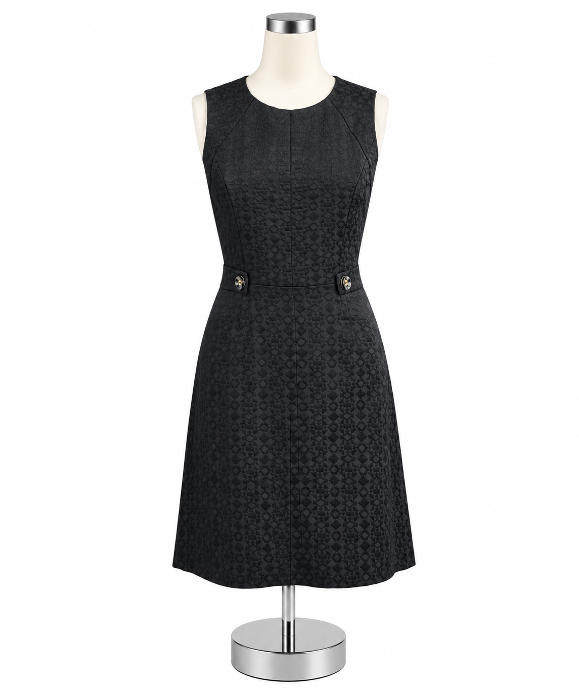 Shoshanna Geometric Jacquard Fit &amp; Flare Little Black Dress Size 8 - ONLINE ONLY