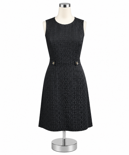 Shoshanna Geometric Jacquard Fit &amp; Flare Little Black Dress Size 8 - ONLINE ONLY