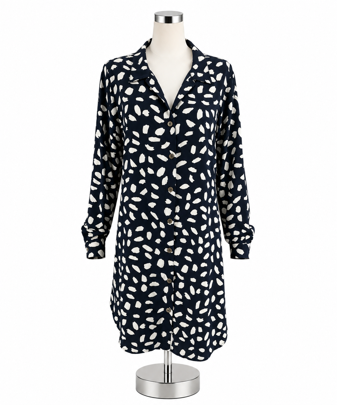 Umgee USA Navy &amp; White Confetti Dot Tunic Shirt Dress Size Large