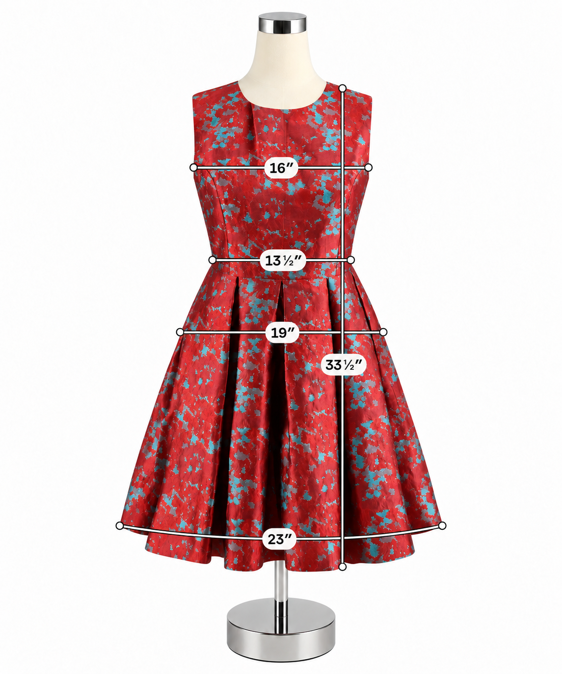 BB Dakota Jayla Red Teal Abstract Jacquard Fit &amp;amp; Flare Dress Size 8