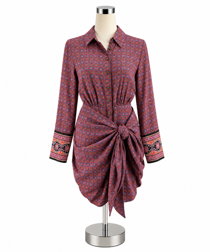 Free People Tell Tale Tunic Mini Dress XS Mosaic Print Boho