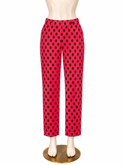 J. Crew Minnie Cropped Pants Medallion Print Neon Coral Navy Size Small - ONLINE ONLY