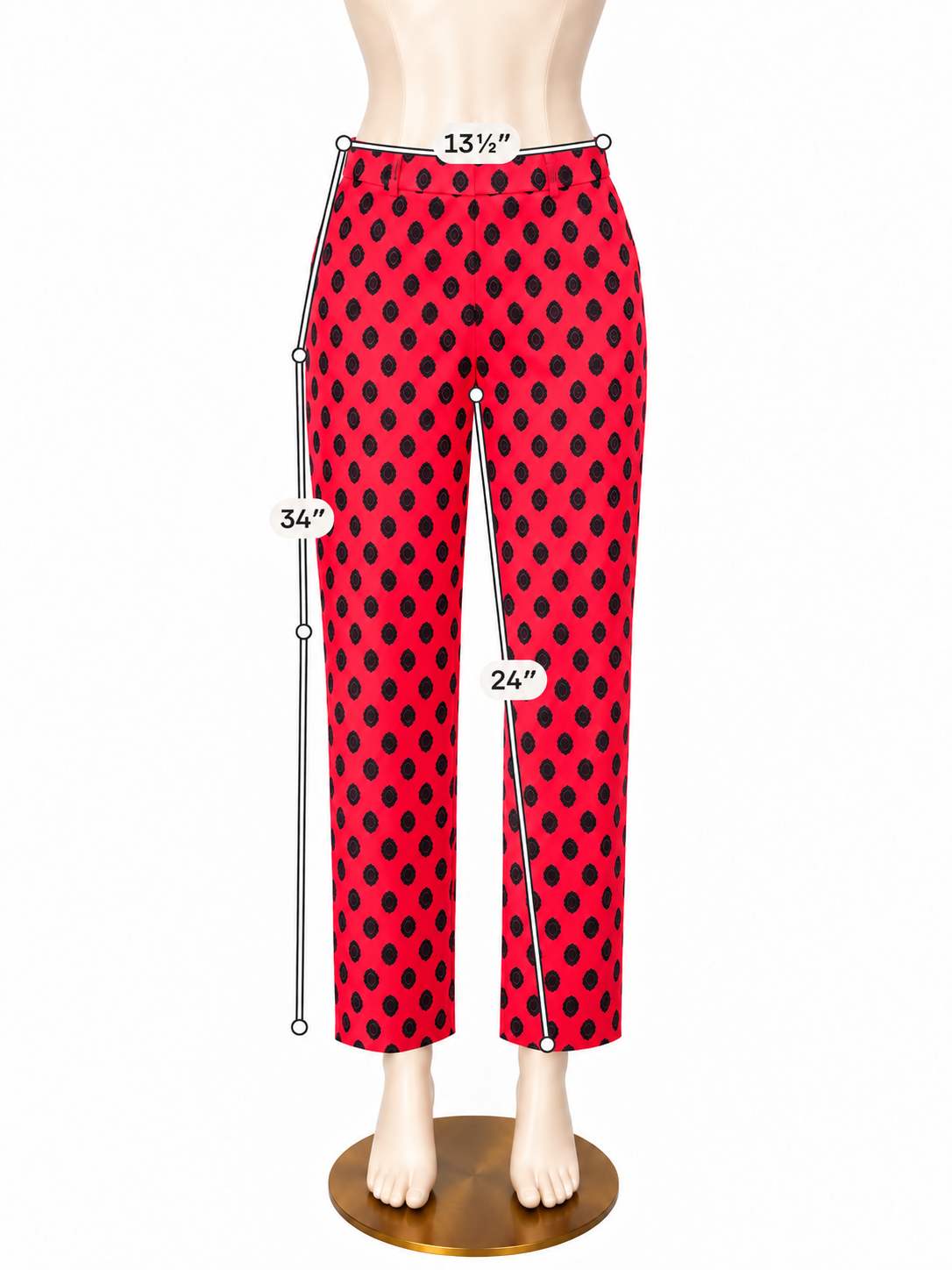 J. Crew Minnie Cropped Pants Medallion Print Neon Coral Navy Size Small - ONLINE ONLY