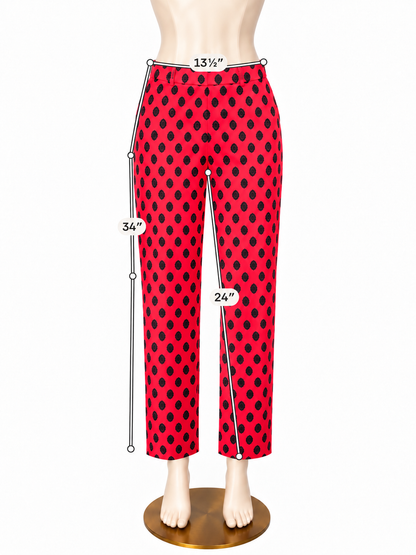 J. Crew Minnie Cropped Pants Medallion Print Neon Coral Navy Size Small - ONLINE ONLY