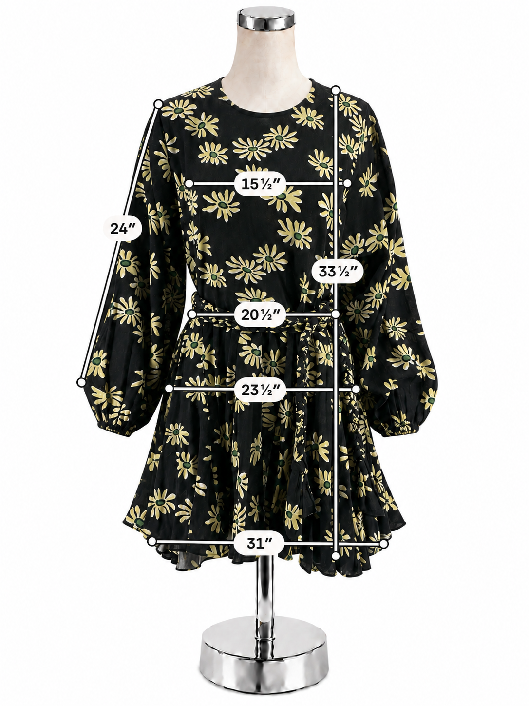 Rhode Fiona Floral Mini Dress Black Daisy Field XS