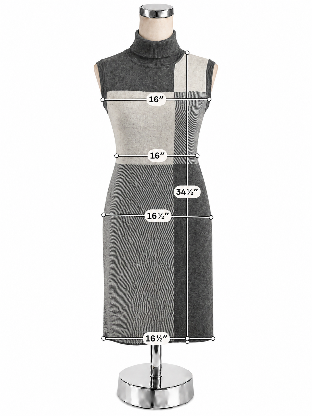 Lysse Laura Colorblock Sleeveless Turtleneck Dress Gray XS