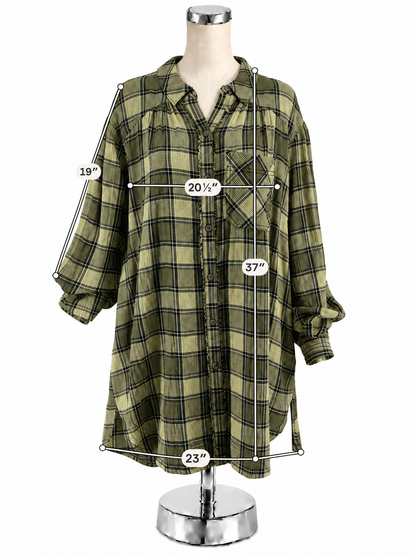 We The Free by Free People Brendan Plaid Button Down Maxi Dress Size Small