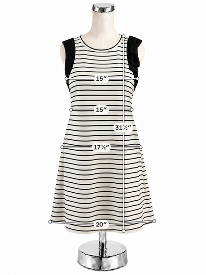 Ivanka Trump Striped Bow Shoulder Sheath Dress Black White Size 8