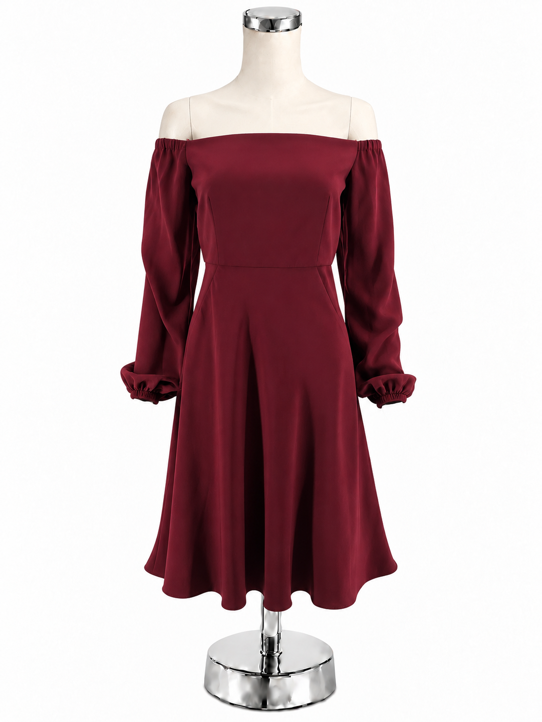 JILL STUART Off The Shoulder Bishop Sleeve Crepe Dress Maroon Size 8