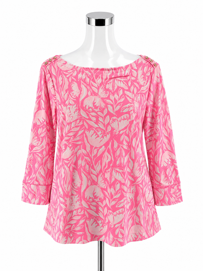 Lilly Pulitzer Chillylilly Marlina Tunic Top Pink White XL